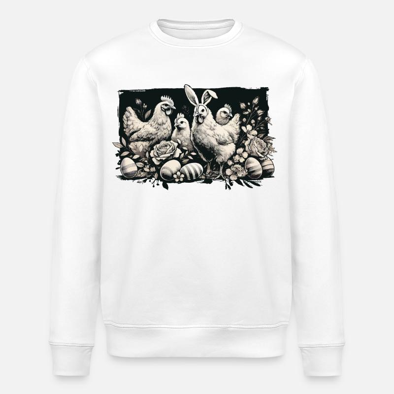 Easter Chickens Chicks Retro Aesthetic - Stanley/Stella ROLLER Unisex Organic Sweatshirt - white