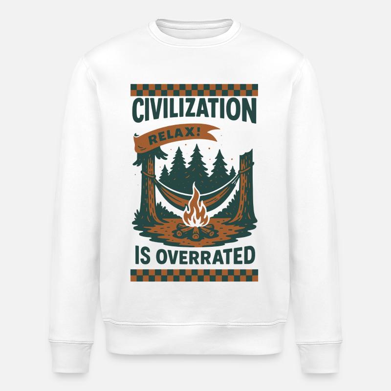Prepper Survival Bushcrafting Zivilisation - Stanley/Stella Unisex Bio-Sweatshirt ROLLER - Weiß