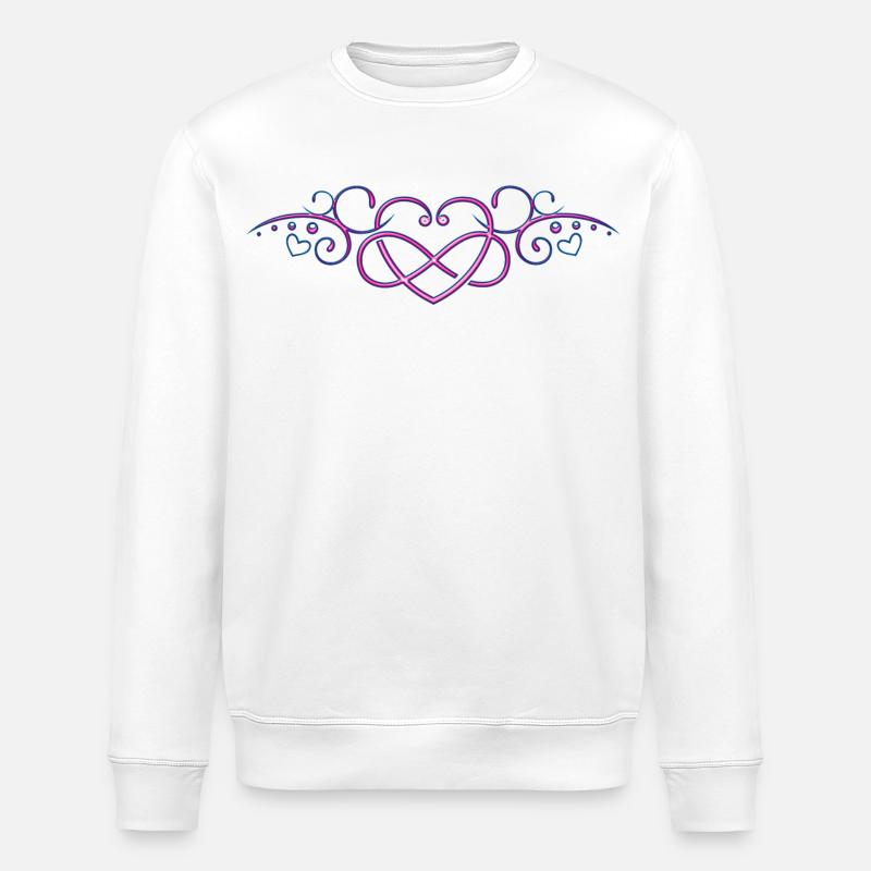 Herzen mit Unendlichkeitszeichen, pink - Stanley/Stella Unisex Bio-Sweatshirt ROLLER - Weiß