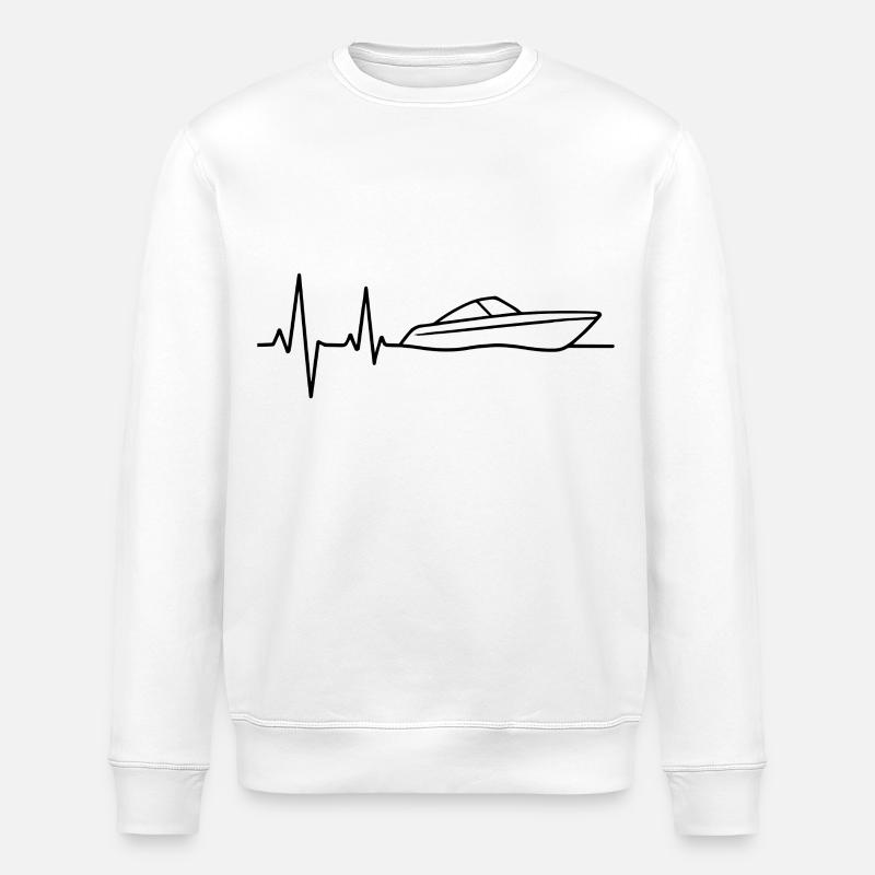 Boot Herzschlag – Motorboot Leben - Stanley/Stella Unisex Bio-Sweatshirt ROLLER - Weiß