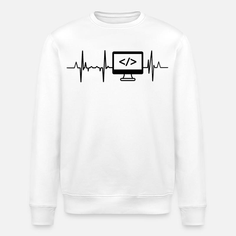Programmer Heartbeat - Stanley/Stella ROLLER Unisex Organic Sweatshirt - white