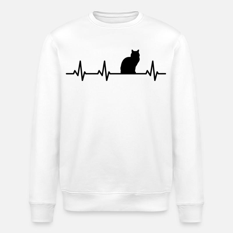 Katzen Pulsschlag - Stanley/Stella Unisex Bio-Sweatshirt ROLLER - Weiß