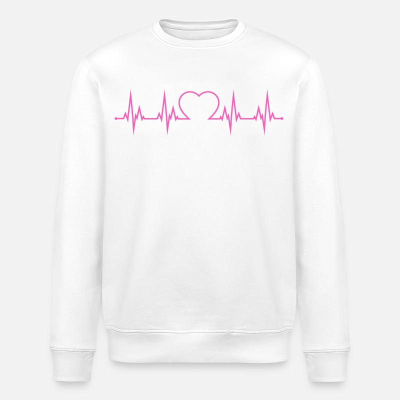 Herzschlag EKG  - Stanley/Stella Unisex Bio-Sweatshirt ROLLER - Weiß