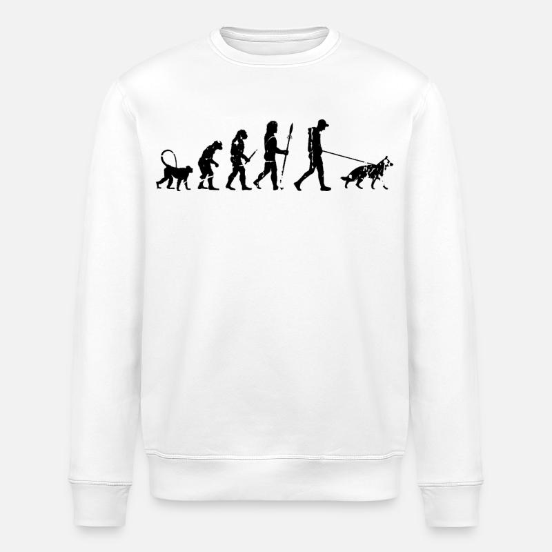 German Shepherd Evolution - Stanley/Stella ROLLER Unisex Organic Sweatshirt - white