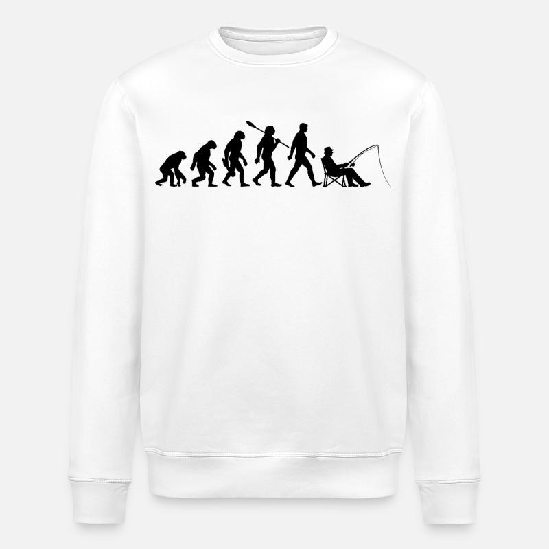 Evolution - Pêche, Cadeau de pêcheur - Sweat bio ROLLER Stanley/Stella Unisexe - blanc