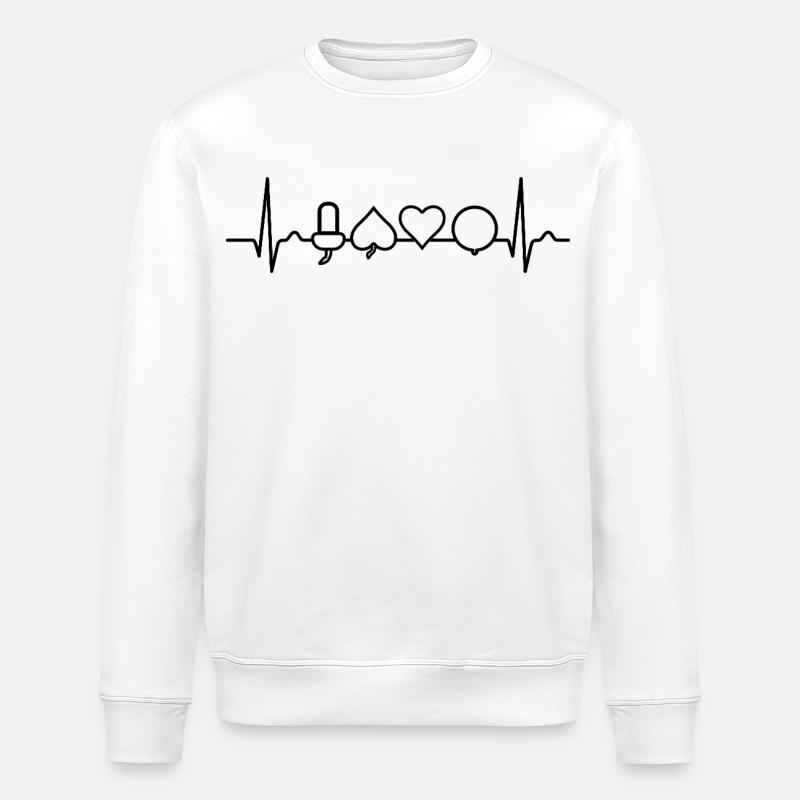 Deutsches Blatt - Spielkarten EKG - Stanley/Stella Unisex Bio-Sweatshirt ROLLER - Weiß