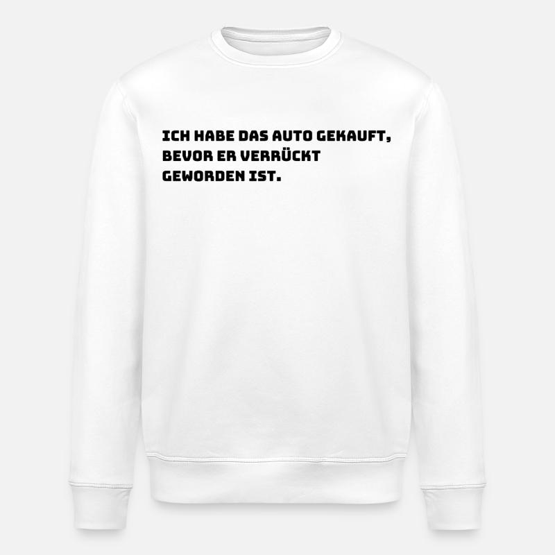 Lustiger E-Auto Aufkleber - Stanley/Stella Unisex Bio-Sweatshirt ROLLER - Weiß