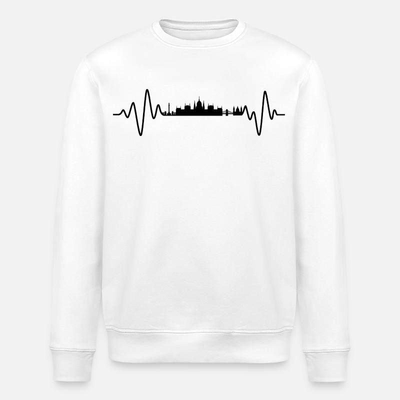 Budapest Herzschlag Skyline - Stanley/Stella Unisex Bio-Sweatshirt ROLLER - Weiß