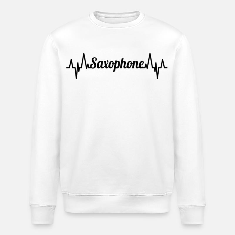 Saxophone ECG Heartline - Sweat bio ROLLER Stanley/Stella Unisexe - blanc