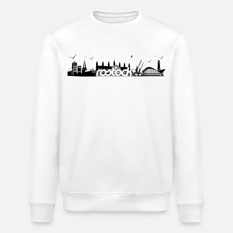 Rostock Silhouette Skyline - Stanley/Stella Unisex Bio-Sweatshirt ROLLER - Weiß
