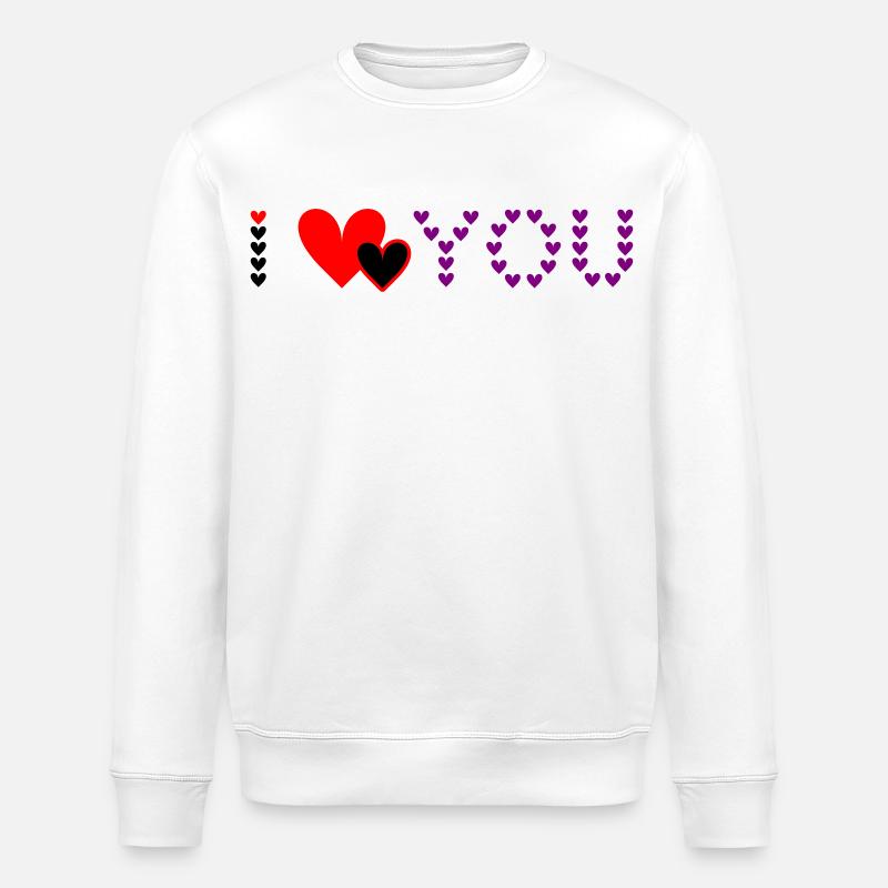 Herz-Design Purple Love Hearts - Stanley/Stella Unisex Bio-Sweatshirt ROLLER - Weiß