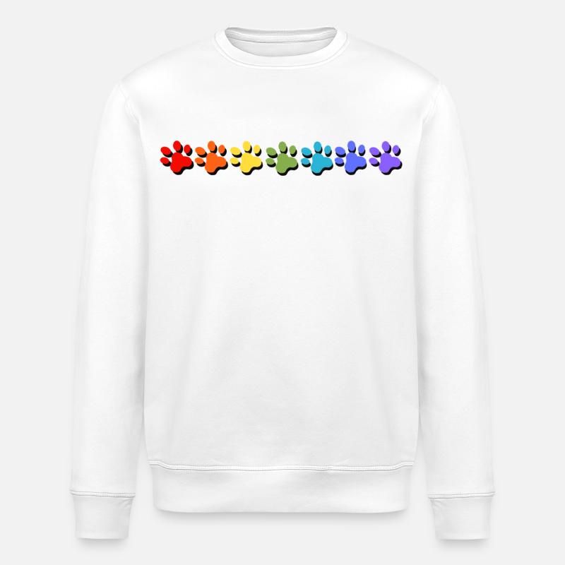 Empreinte de patte chien chat arc-en-ciel - Sweat bio ROLLER Stanley/Stella Unisexe - blanc