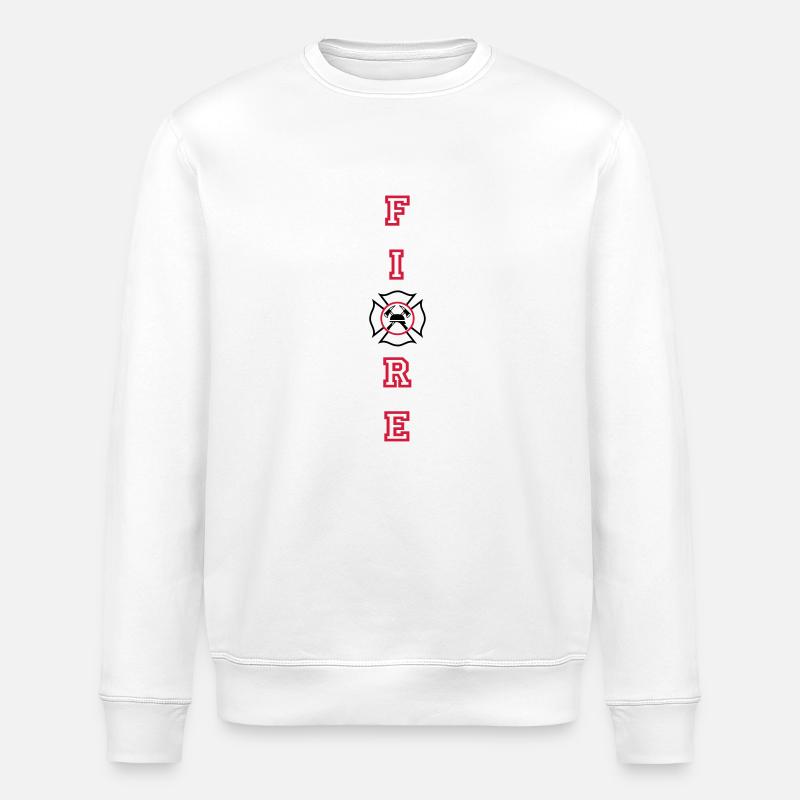 FIRE Vertikal mit Malteserkreuz - Stanley/Stella Unisex Bio-Sweatshirt ROLLER - Weiß