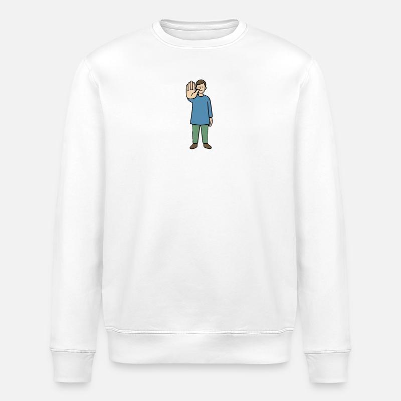 Stop Geste Cartoonfigur - Stanley/Stella Unisex Bio-Sweatshirt ROLLER - Weiß