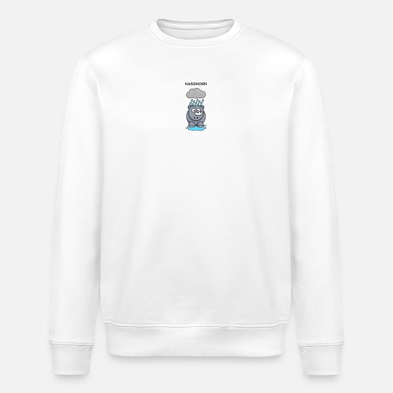 Rain Hippo Under Clouds - Stanley/Stella ROLLER Unisex Organic Sweatshirt - white