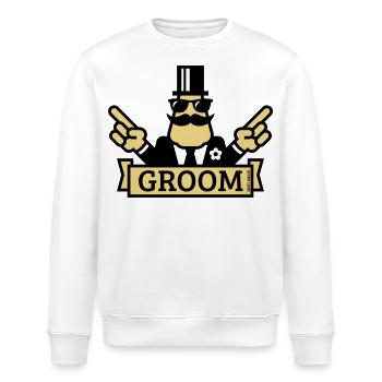 Pointing Groom (Stag Night / Bachelor Party / 2C) - Stanley/Stella ROLLER Unisex Organic Sweatshirt - white - Front - Nik (191cm)