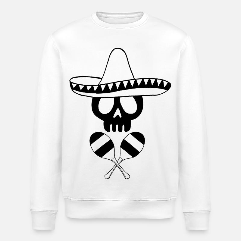 Schwarzer mexikanischer Schädel - Stanley/Stella Unisex Bio-Sweatshirt ROLLER - Weiß