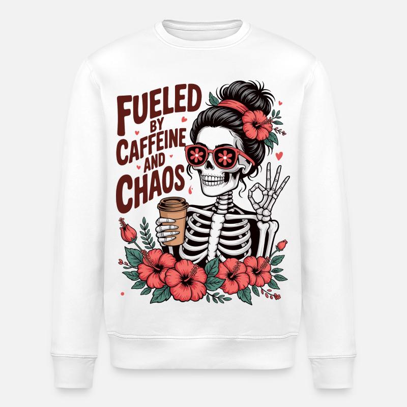 Mutter Koffein Mutter Skelett Kaffee - Stanley/Stella Unisex Bio-Sweatshirt ROLLER - Weiß