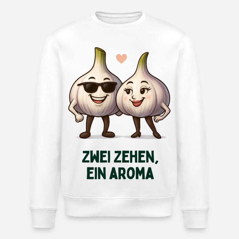 Zwei Zehen, Ein Aroma Knoblauch karikatur  - Stanley/Stella Unisex Bio-Sweatshirt ROLLER - Weiß