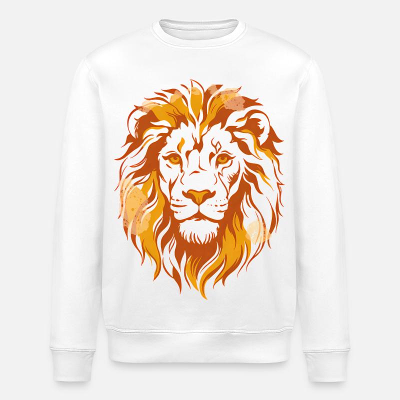 Stilisierter flammender goldener Löwe - Stanley/Stella Unisex Bio-Sweatshirt ROLLER - Weiß