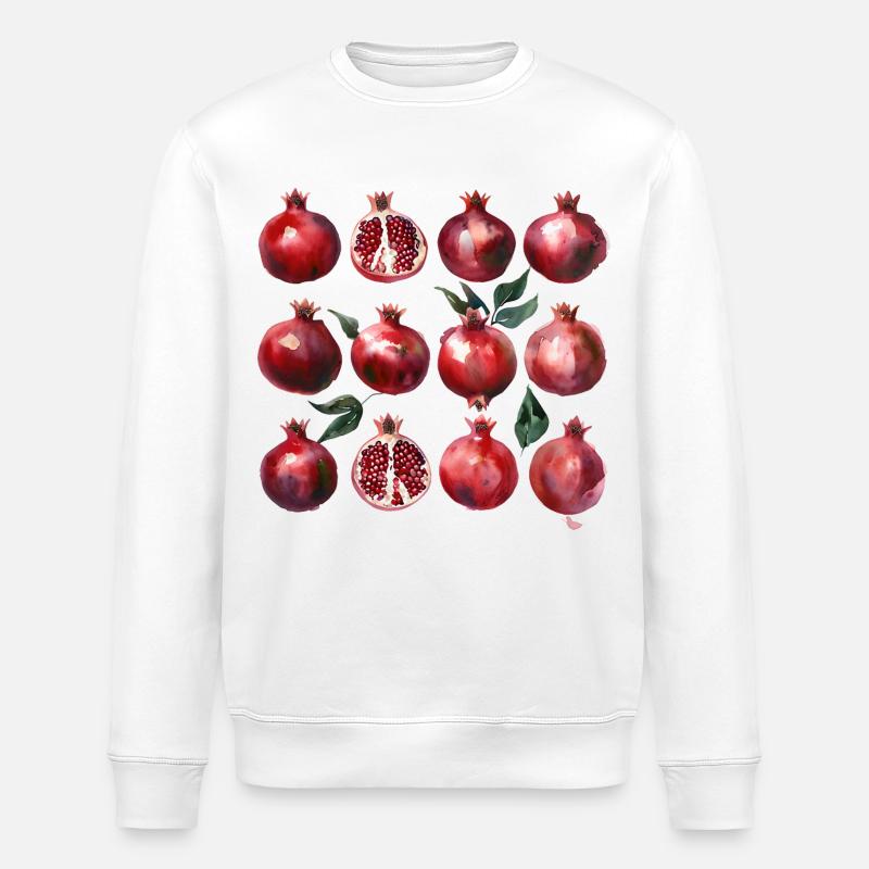 Granatapfel Aquarell Kunst - Stanley/Stella Unisex Bio-Sweatshirt ROLLER - Weiß
