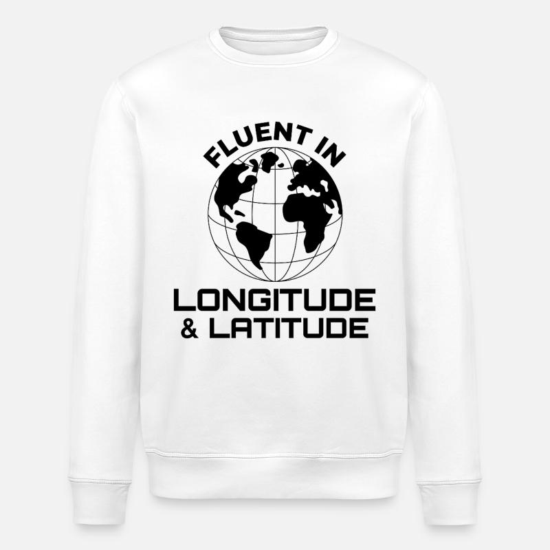 Fluent Longitude Latitude GIS Globe - Stanley/Stella ROLLER Unisex Organic Sweatshirt - white