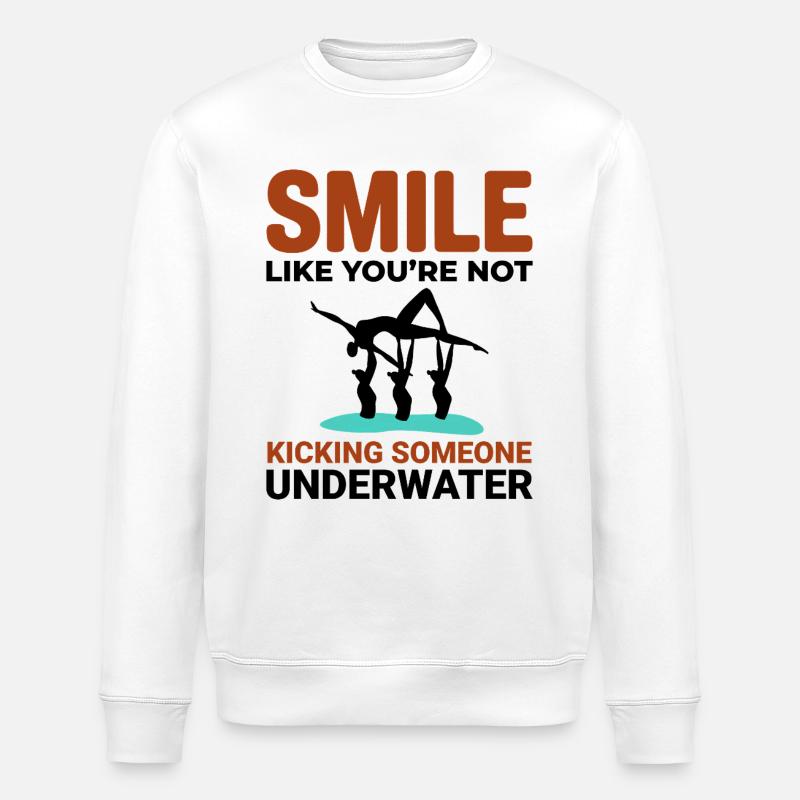 Synchronized Swimming Kicking Underwater Smile - Stanley/Stella ROLLER Unisex Organic Sweatshirt - white