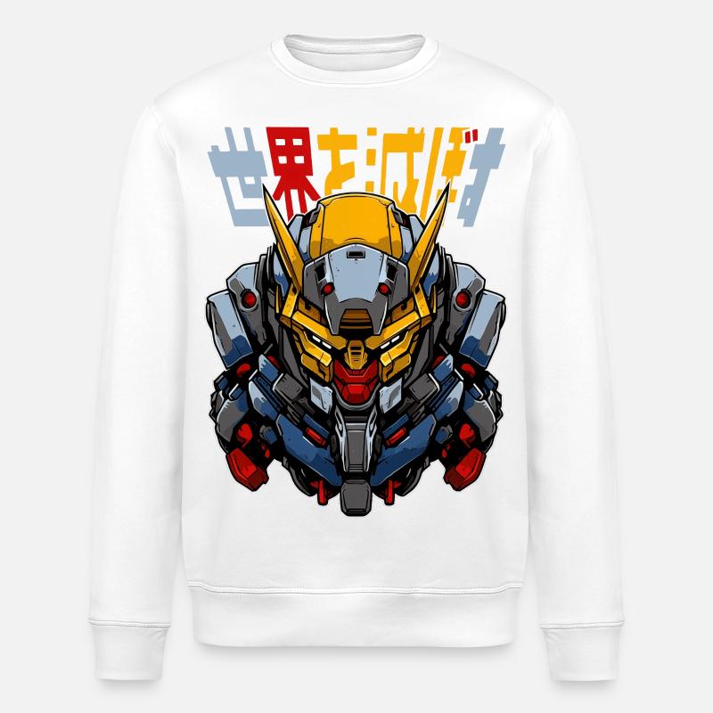 Anime Robots! - Stanley/Stella ROLLER Unisex Organic Sweatshirt - white