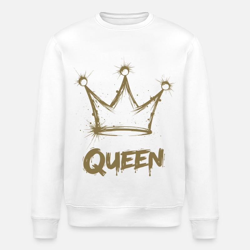 Queen Crown Splash - Stanley/Stella ROLLER Unisex Organic Sweatshirt - white