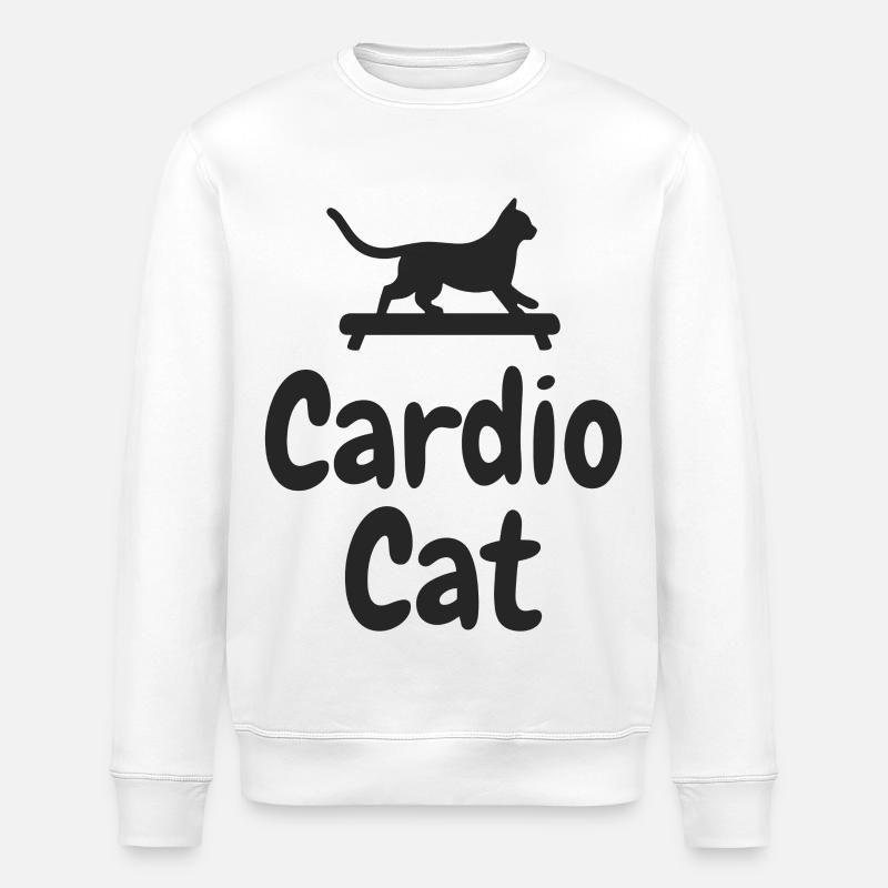 « Cardio Cat » - Chat sportif - Sweat bio ROLLER Stanley/Stella Unisexe - blanc