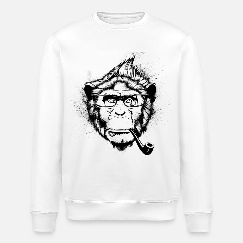 Ironique Chimp - Sweat bio ROLLER Stanley/Stella Unisexe - blanc