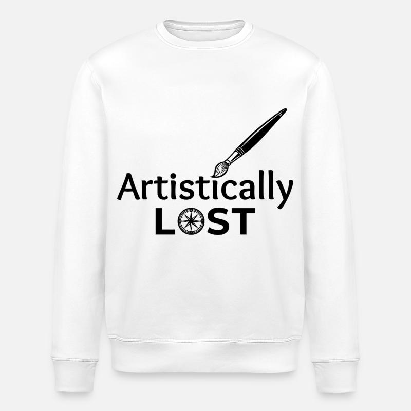 Artistically Lost Compass Map Design - Stanley/Stella ROLLER Unisex Organic Sweatshirt - white