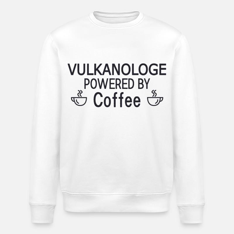Volcanologist Powered By Coffee Volcanology - Stanley/Stella ROLLER Unisex Organic Sweatshirt - white