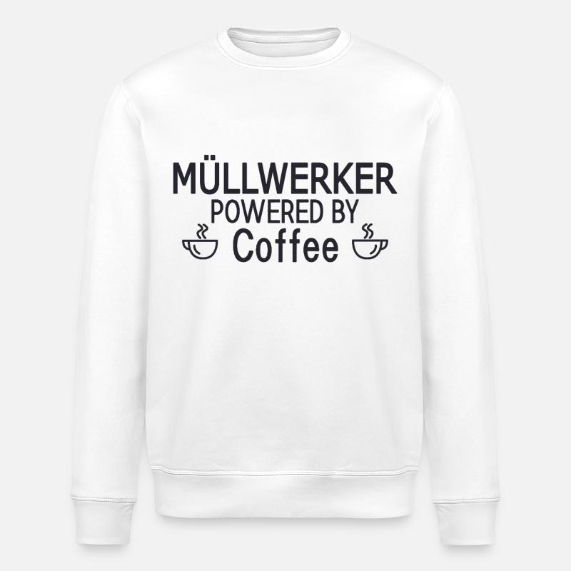 Müllwerker Powered By Coffee - Stanley/Stella ROLLER Unisex Organic Sweatshirt - white