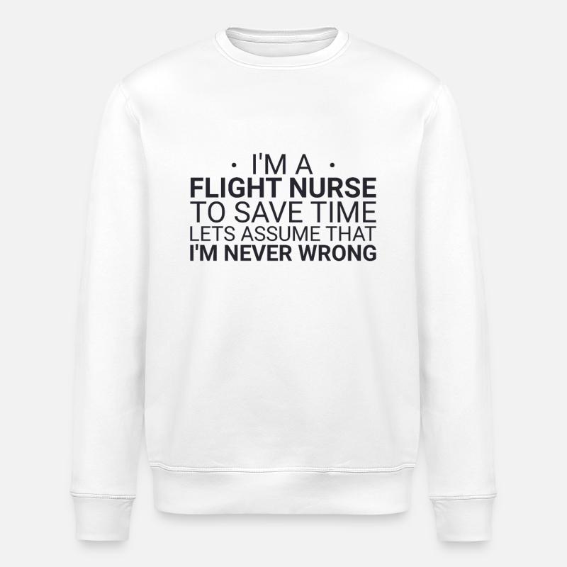 Flight Nurse Never Wrong Luftrettung - Stanley/Stella Unisex Bio-Sweatshirt ROLLER - Weiß