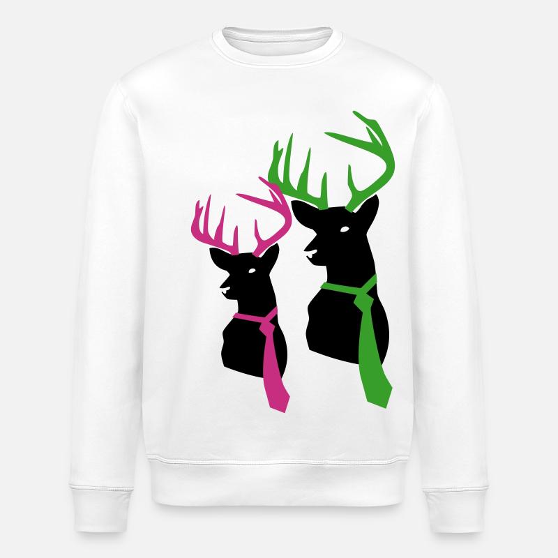 hirsch mit krawatte - Stanley/Stella Unisex Bio-Sweatshirt ROLLER - Weiß