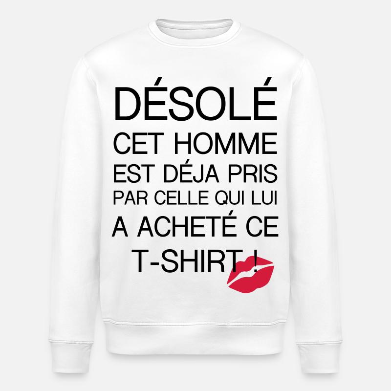 Désolé Homme pris - Sweat bio ROLLER Stanley/Stella Unisexe - blanc