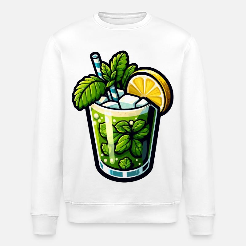 Mojito Cocktail Rum Lime Mint - Stanley/Stella ROLLER Unisex Organic Sweatshirt - white