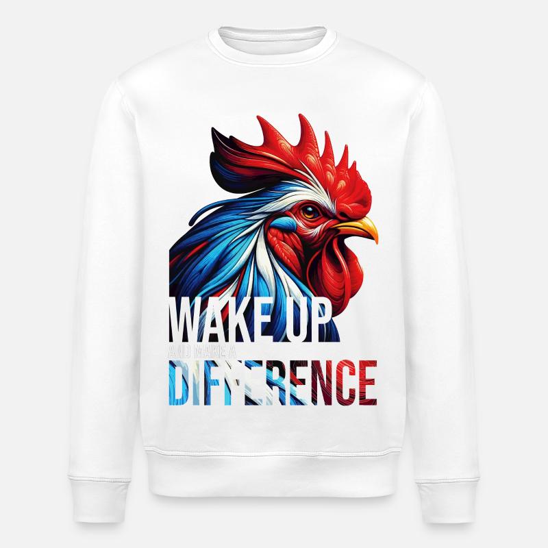 WAKE UP AND MAKE A DIFFERENCE-DB - Stanley/Stella ROLLER Unisex Organic Sweatshirt - white