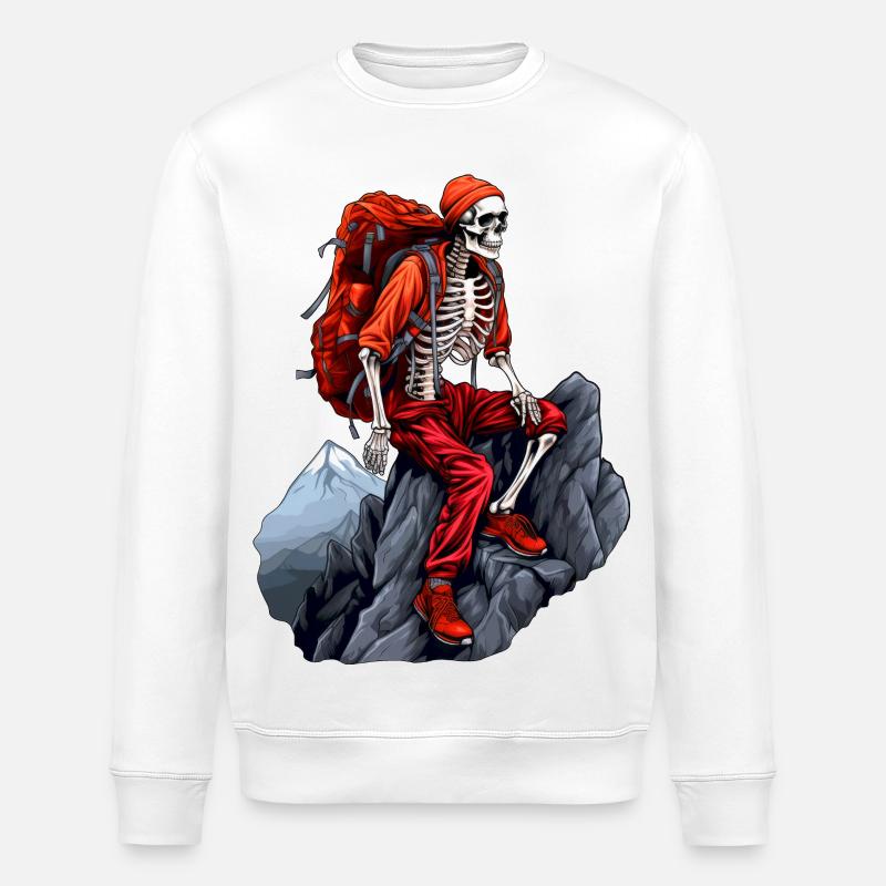 Skelette Bergsteiger / Wandern Skelett - Stanley/Stella Unisex Bio-Sweatshirt ROLLER - Weiß