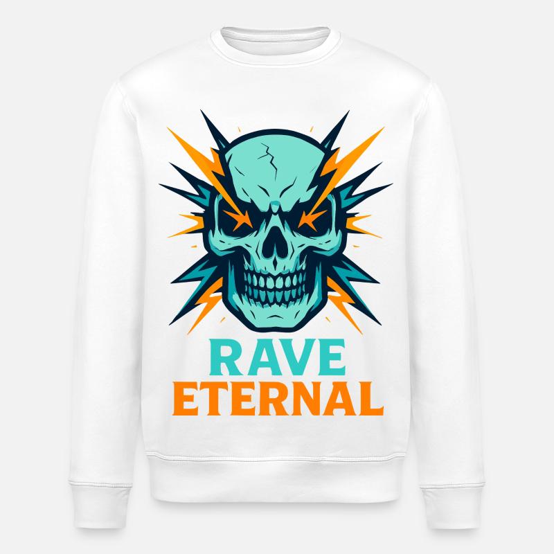 Rave Eternal – Schädel-Energie - Stanley/Stella Unisex Bio-Sweatshirt ROLLER - Weiß