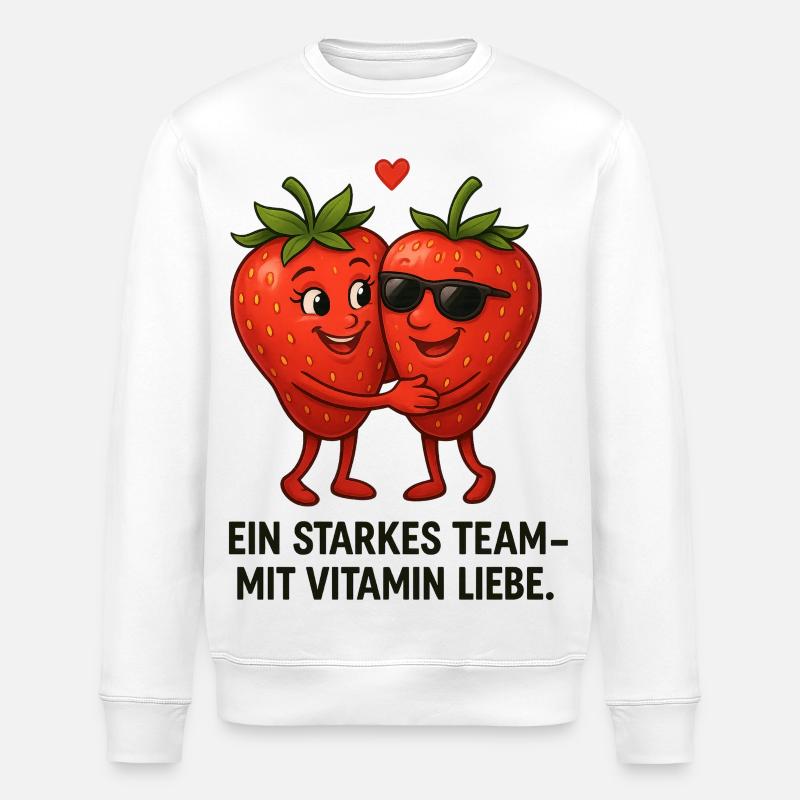 Erdbeere starkes Team Liebe Paar karikatur  - Stanley/Stella Unisex Bio-Sweatshirt ROLLER - Weiß