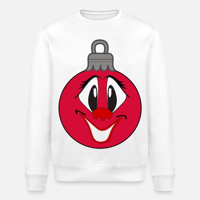 Weihnachtsbaumkugel mit fröhlichem Comic Gesicht  - Stanley/Stella Unisex Bio-Sweatshirt ROLLER - Weiß