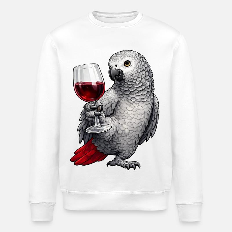 Graupapagei Weinglas - Stanley/Stella Unisex Bio-Sweatshirt ROLLER - Weiß