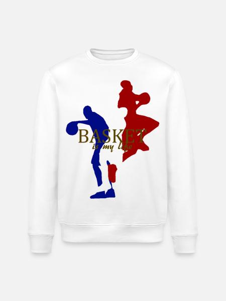 basket is my life - Stanley/Stella ROLLER Unisex Organic Sweatshirt - white