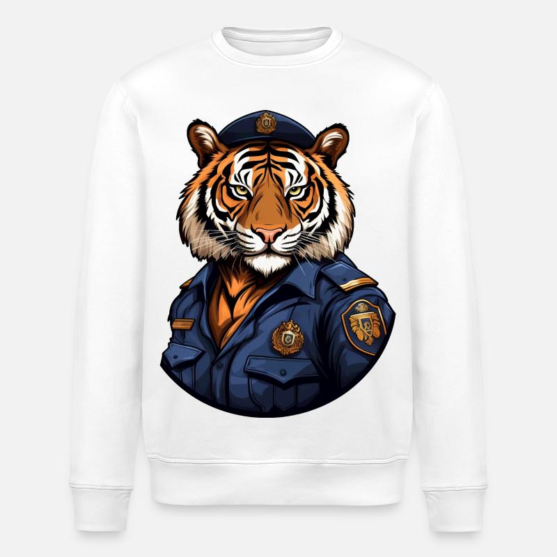 Tiger Polizist - Stanley/Stella Unisex Bio-Sweatshirt ROLLER - Weiß
