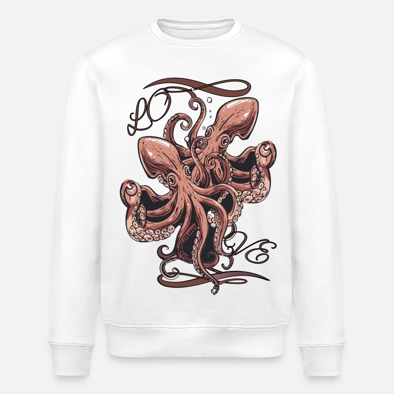 Pieuvre amoureuse - Sweat bio ROLLER Stanley/Stella Unisexe - blanc