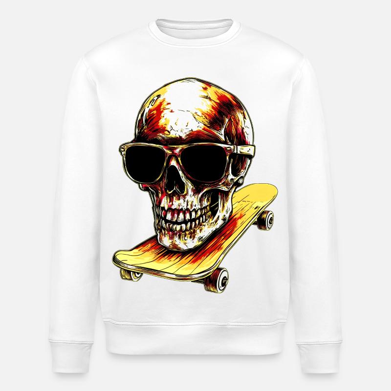Skateur Skull - Sweat bio ROLLER Stanley/Stella Unisexe - blanc