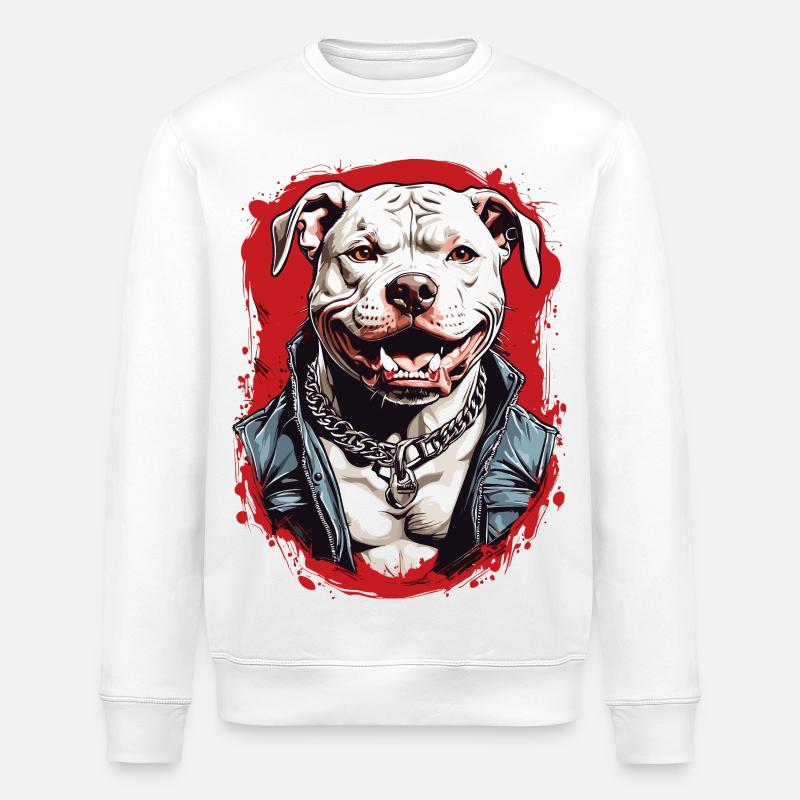 Race de chien Pitbulls - Sweat bio ROLLER Stanley/Stella Unisexe - blanc