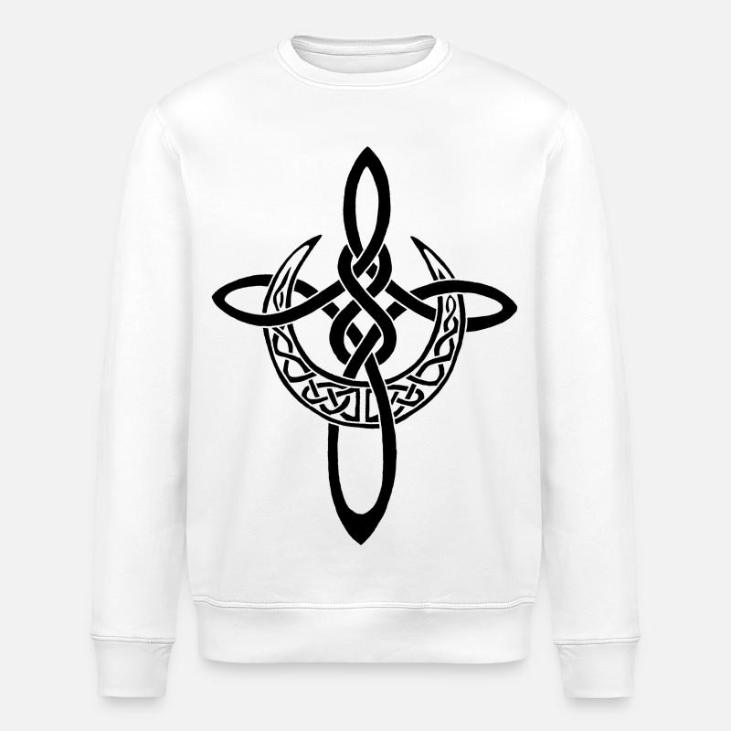 Schwarzes Mondkreuz - Stanley/Stella Unisex Bio-Sweatshirt ROLLER - Weiß